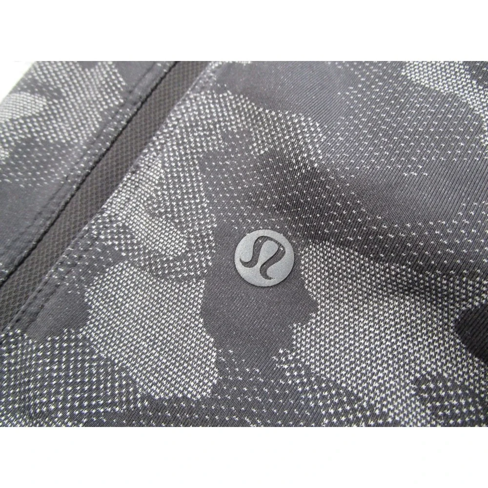 Lululemon Mens Camo Athletic Shorts Grey Black Drawstring Gym Running Size XL